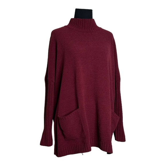 J. Jill Chenille red high neck long sleeves tunic sweater size LP - Picture 8 of 13